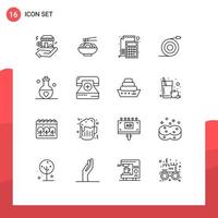 User Interface Pack of 16 Basic Outlines of love pipe accounting flow paper Editable Vector Design Elements