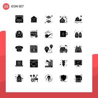 User Interface Pack of 25 Basic Solid Glyphs of iceberg environment printing ecology perfume Editable Vector Design Elements