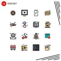 16 Flat Color Filled Line concept for Websites Mobile and Apps dinner samsung internet huawei smart phone Editable Creative Vector Design Elements