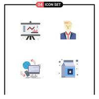 4 Flat Icon concept for Websites Mobile and Apps business access management head monitoring Editable Vector Design Elements