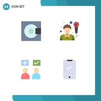 Group of 4 Modern Flat Icons Set for devices education products man tick Editable Vector Design Elements