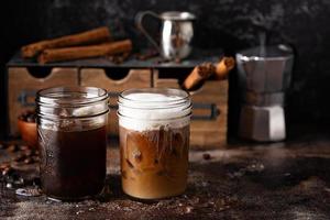 Iced coffee in mason jars photo