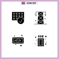 Set of Vector Solid Glyphs on Grid for computers tower gadget energy flip Editable Vector Design Elements