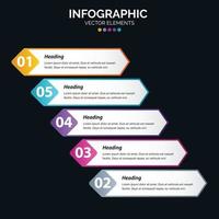 El vector de diseño de infografías de 5 pasos y el marketing se pueden utilizar para el diseño del flujo de trabajo