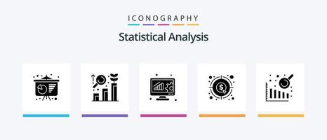 paquete de iconos de glifo 5 de análisis estadístico que incluye análisis de datos. dinero. análisis de datos grafico. divisa. diseño de iconos creativos vector