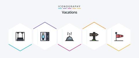 Vacations 25 FilledLine icon pack including speed. blow. dish. air. map vector