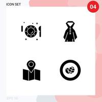 Set of 4 Modern UI Icons Symbols Signs for dish map knife rain achievement Editable Vector Design Elements