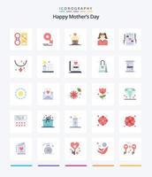 creativo feliz día de la madre 25 paquete de iconos planos como mamá. teléfono. mamá. mujer. mujer vector