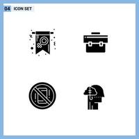 Group of 4 Modern Solid Glyphs Set for card avoid invite briefcase mobile Editable Vector Design Elements