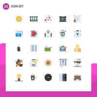 25 Universal Flat Colors Set for Web and Mobile Applications report protect hearts lock save Editable Vector Design Elements