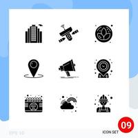 Pack of 9 creative Solid Glyphs of digital service lotus help contact Editable Vector Design Elements