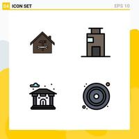 Modern Set of 4 Filledline Flat Colors and symbols such as home city repair apartment building Editable Vector Design Elements