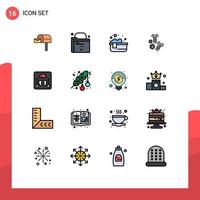 16 Flat Color Filled Line concept for Websites Mobile and Apps sclaes health hot bath tools nut Editable Creative Vector Design Elements