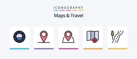 Maps and Travel Line Filled 5 Icon Pack Including . place. water. marine. Creative Icons Design vector