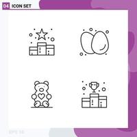 Modern Set of 4 Filledline Flat Colors Pictograph of media food reward breakfast love Editable Vector Design Elements