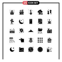 Group of 25 Solid Glyphs Signs and Symbols for bag shopping stationary cloud optimization Editable Vector Design Elements