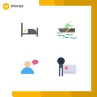 Pack of 4 creative Flat Icons of hospital user boat water digital camera Editable Vector Design Elements