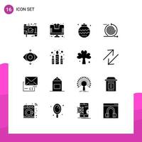 Group of 16 Solid Glyphs Signs and Symbols for management cycles tshirt business holiday Editable Vector Design Elements