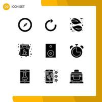 Mobile Interface Solid Glyph Set of 9 Pictograms of products devices nature order list Editable Vector Design Elements