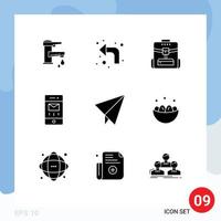 9 Universal Solid Glyphs Set for Web and Mobile Applications message interface up envelopes school Editable Vector Design Elements