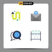 4 User Interface Flat Icon Pack of modern Signs and Symbols of arrow discussion left up outline global Editable Vector Design Elements