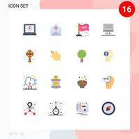 16 Universal Flat Color Signs Symbols of marketing computer email chart stock Editable Pack of Creative Vector Design Elements