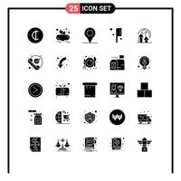 Modern Set of 25 Solid Glyphs Pictograph of checked product pin performance management Editable Vector Design Elements