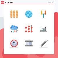 Set of 9 Modern UI Icons Symbols Signs for love online storage up online backup cloud computing Editable Vector Design Elements