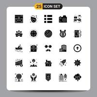 Universal Icon Symbols Group of 25 Modern Solid Glyphs of cabinet media tree communication layout Editable Vector Design Elements