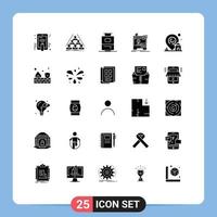 Group of 25 Modern Solid Glyphs Set for building printing meeting printer dimensional Editable Vector Design Elements