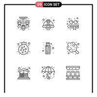 Universal Icon Symbols Group of 9 Modern Outlines of connector raspberry worker hat healthy berry Editable Vector Design Elements