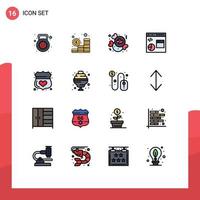 Universal Icon Symbols Group of 16 Modern Flat Color Filled Lines of guard development candy develop coding Editable Creative Vector Design Elements