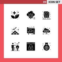 User Interface Pack of 9 Basic Solid Glyphs of asset gold computing finance hdd Editable Vector Design Elements