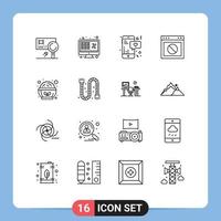 Universal Icon Symbols Group of 16 Modern Outlines of web stop laptop app chat Editable Vector Design Elements