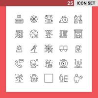 paquete de iconos vectoriales de 25 líneas y símbolos para vehículos más limpios, dieta, transporte, bicicleta, elementos de diseño vectorial editables vector