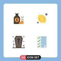 4 Universal Flat Icons Set for Web and Mobile Applications money lemon finance wealth death Editable Vector Design Elements