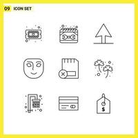 9 Thematic Vector Outlines and Editable Symbols of hardware computers spanner card happy Editable Vector Design Elements