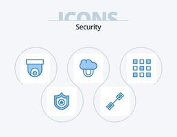 paquete de iconos azul de seguridad 5 diseño de iconos. cerrar con llave. código. circuito cerrado de televisión botones. privado vector