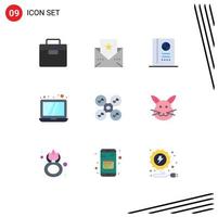 Pictogram Set of 9 Simple Flat Colors of bunny quad copter travel fly technology Editable Vector Design Elements