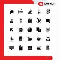 Set of 25 Modern UI Icons Symbols Signs for network connection celebration mop bucket Editable Vector Design Elements