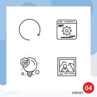 Pack of 4 creative Filledline Flat Colors of arrow seo solution cogwheels optimization picture Editable Vector Design Elements