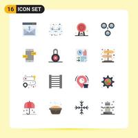 Modern Set of 16 Flat Colors and symbols such as social connections tooth london eye ferris wheel Editable Pack of Creative Vector Design Elements