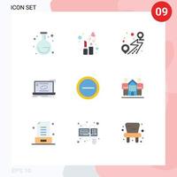 Modern Set of 9 Flat Colors Pictograph of minus synchronization pin sync connection Editable Vector Design Elements