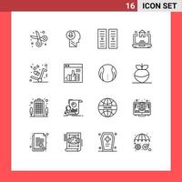 Modern Set of 16 Outlines Pictograph of delivery real knowledge home server Editable Vector Design Elements