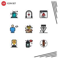 paquete de iconos de vector de stock de 9 signos y símbolos de línea para elementos de diseño de vector editables de avatar de código de boda humana de caja