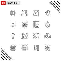 Set of 16 Modern UI Icons Symbols Signs for integrity equilibrium routine balance pack Editable Vector Design Elements