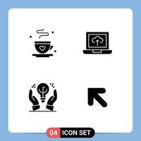Modern Set of 4 Solid Glyphs Pictograph of coffee idea fathers day arrow arrow Editable Vector Design Elements