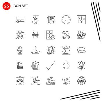 Modern Set of 25 Lines Pictograph of elements multimedia flag media player clock Editable Vector Design Elements