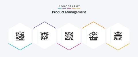 Product Management 25 Line icon pack including delivery. boxes. target. box. sprint vector