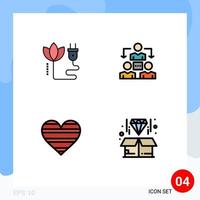 paquete de iconos de vector de stock de 4 signos y símbolos de línea para elementos de diseño de vector editables favoritos de oficina de enchufe de amor de biomasa